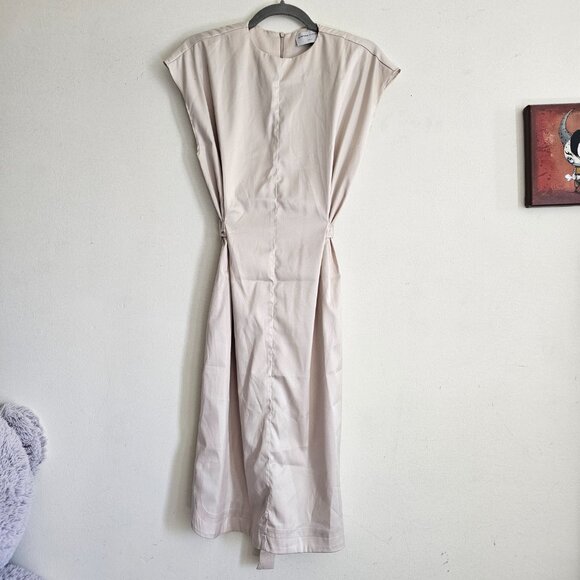 Modern Citizen Joanne Satin Sheen Knee Length Sleeveless Dress, S, Cream - Picture 2 of 11